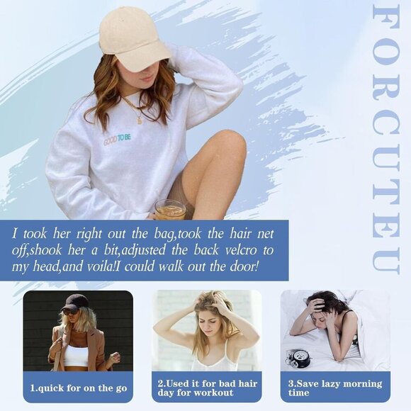 Hat Wig Women Baseball Cap with Hair Attached Short Wave Synthetic Adjustable main image 7